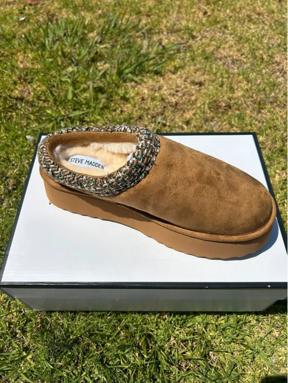Steve Madden Brown Suede Platform Clogs